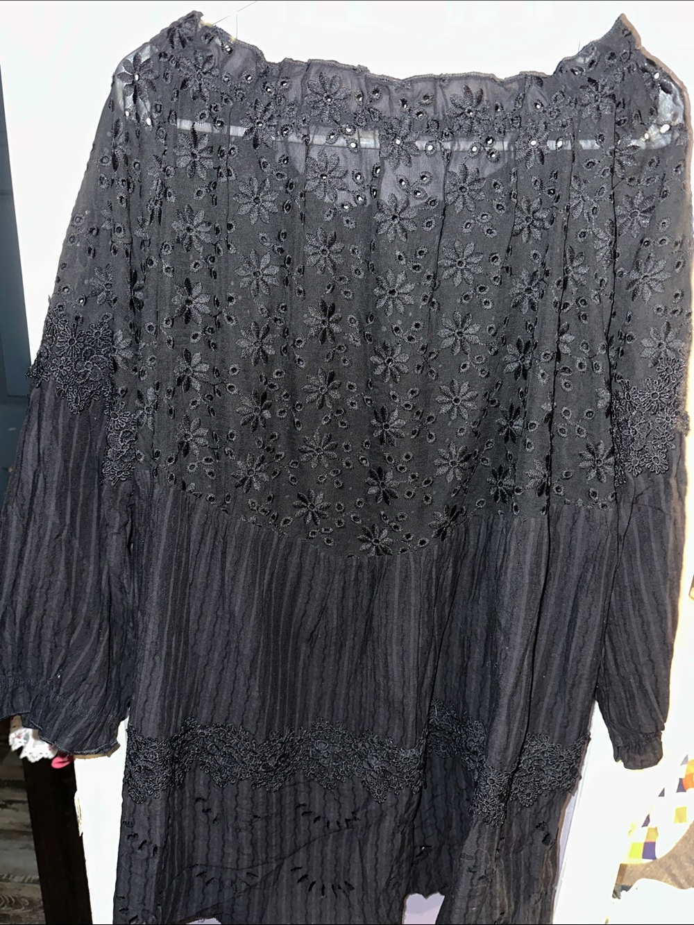POL Black Eyelet Embroidered Boho Tunic - Picture 5 of 6